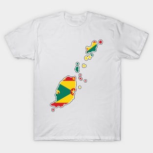 Grenada National Flag and Map T-Shirt